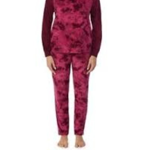 Secret Treasure Blossom Tie Dye Women's Super Soft Velour Raglan Sleeve Pajama - Picture 2 of 2